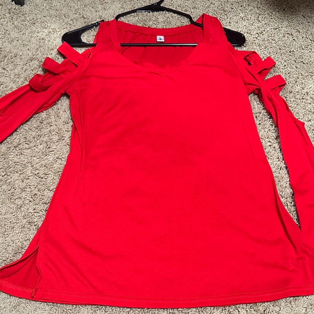 Red Cold Shoulder Top